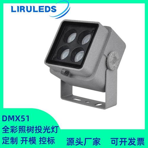 LED户外一束光DMX512染色泛光灯 RGBW混色照树氛围抱箍6W投光灯