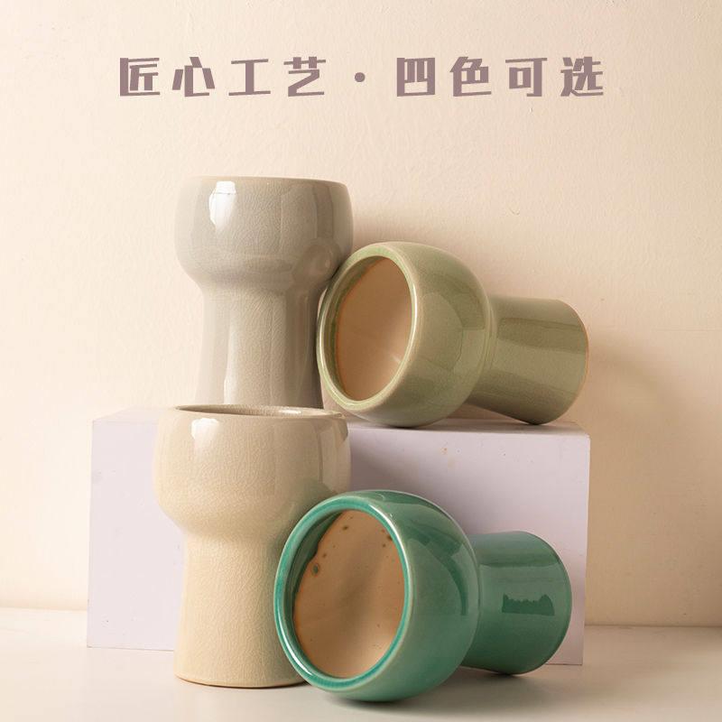 ins网红冰裂高脚花盆阳台桌面种植陶瓷花盆单支花瓶组盆