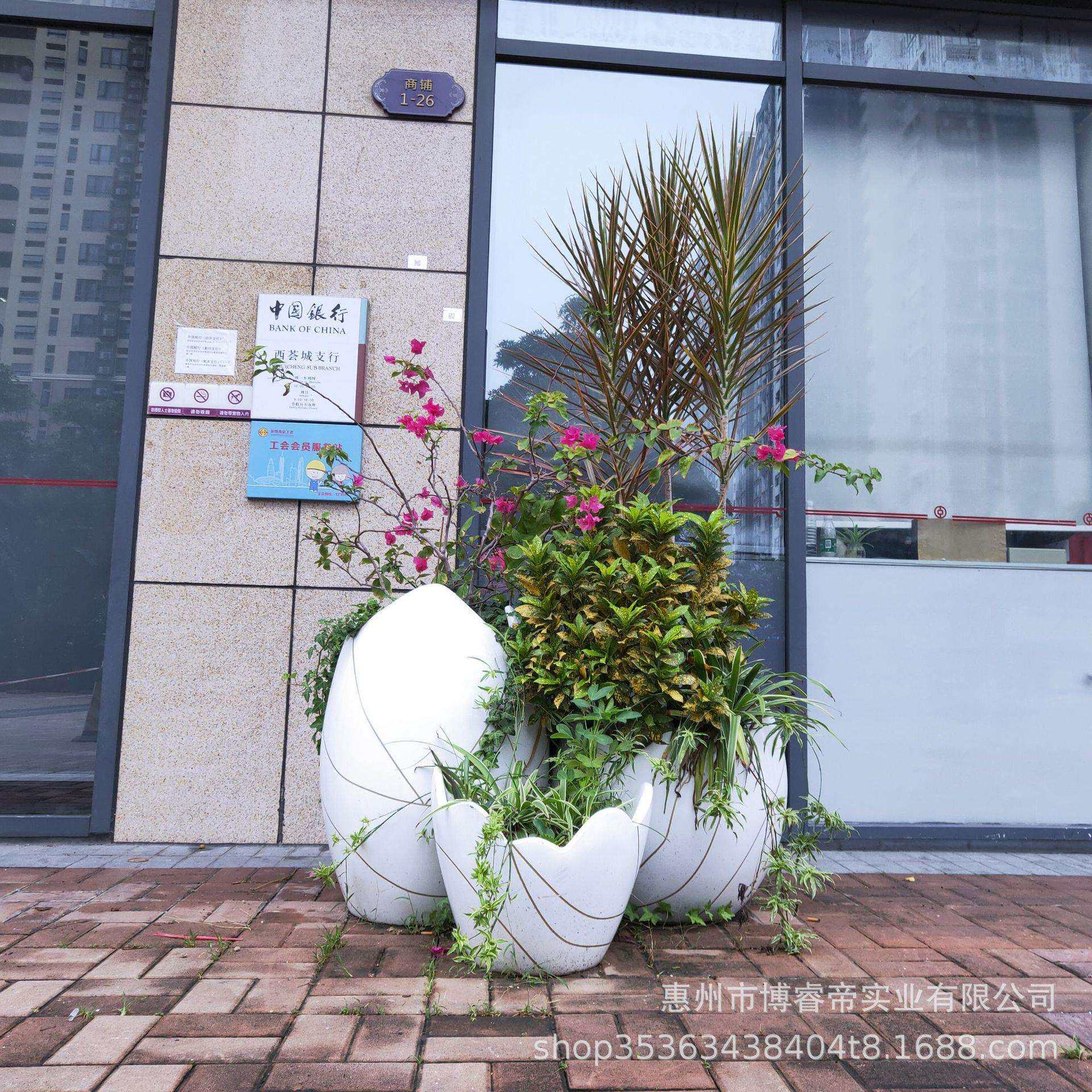 玻璃钢落地花盆商场花钵户外大花盆酒店装饰花器购物中心美陈花箱