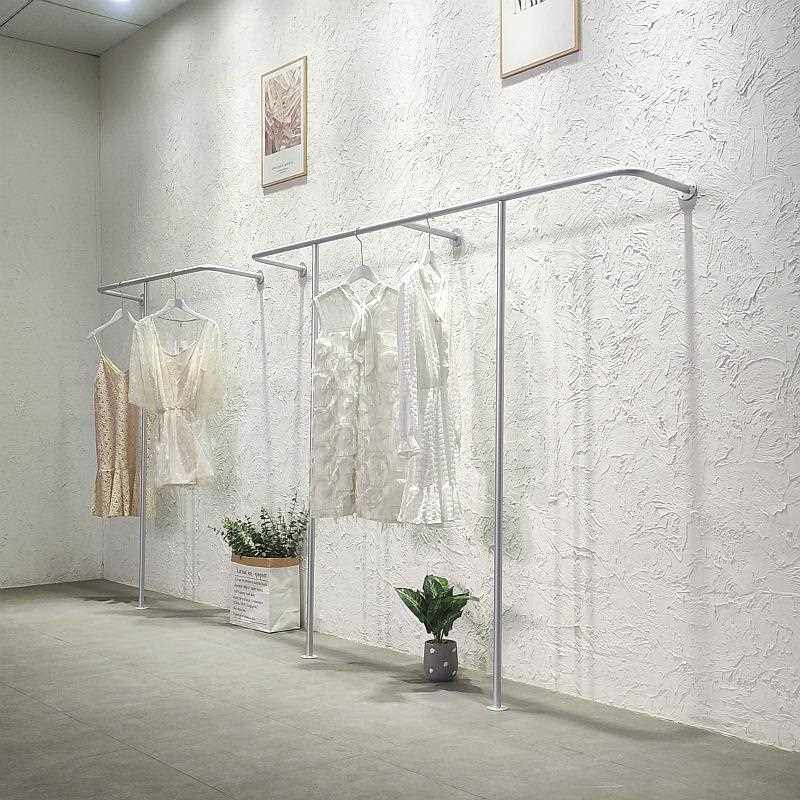 新款直销货架银色展示架上墙服装架落地式挂衣架子侧挂陈列架服饰
