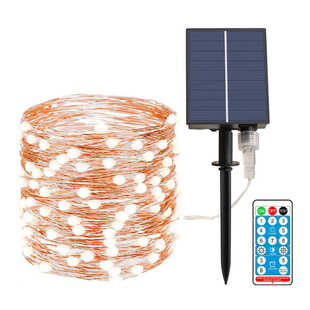 高亮灯珠2835太阳能铜丝灯遥控铜线灯串铜线串灯彩灯户外婚礼