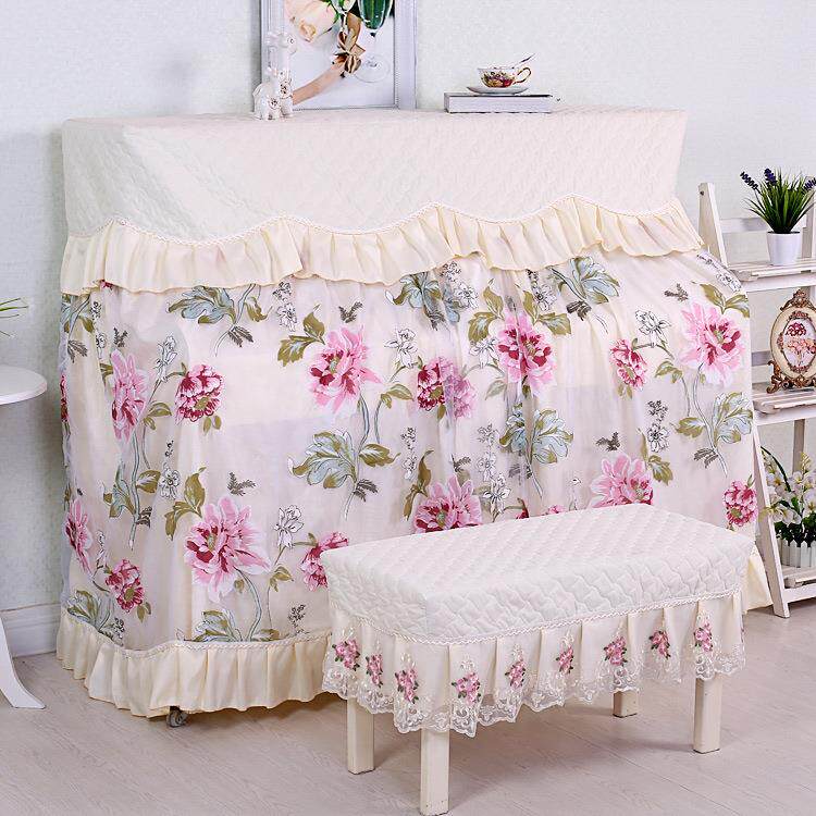 雕花牡丹钢田琴罩全罩布IIJ园约艺钢琴套简红色