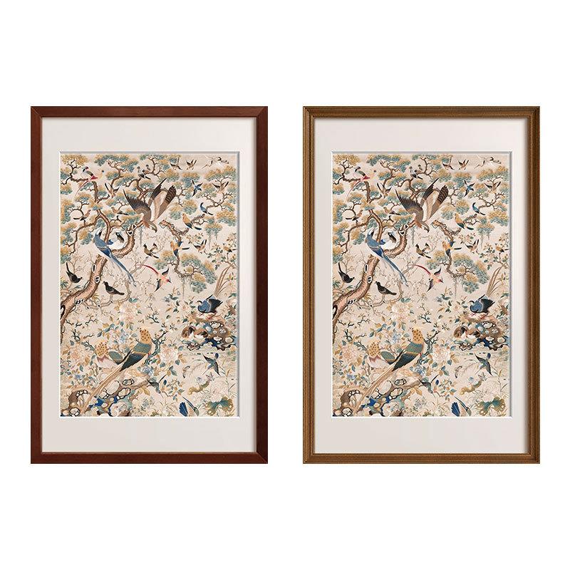 花鸟祥和新中式客厅卧室玄关书房装饰画中古民宿沙发背景墙挂画