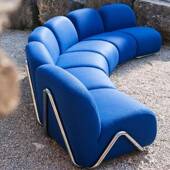 意式 轻奢布艺沙发设计师TACCHIINI克莱因蓝棉麻沙发异形弧形沙发