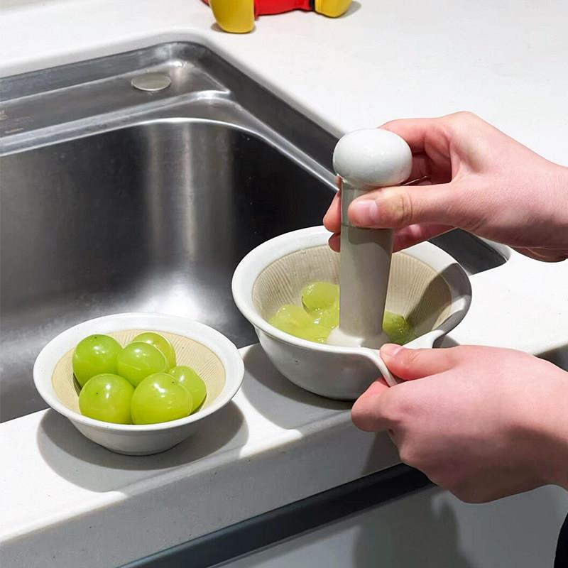 研磨碗压蒜器宝宝副食品工具陶瓷手动捣泥器磨米糊碗食物打蒜泥神