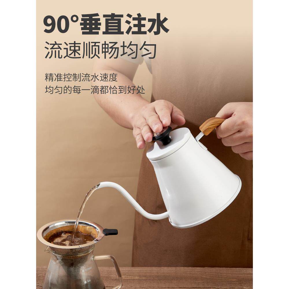 304不锈钢手冲咖啡壶细口壶温控户外烧水壶带温度计不挑炉具加热