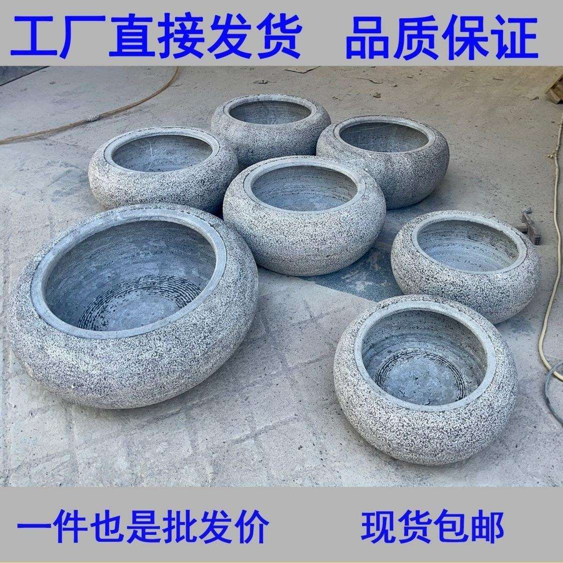 日式水钵庭院流水石钵景观枯山水造景花园石槽盆竹子户外石雕摆件