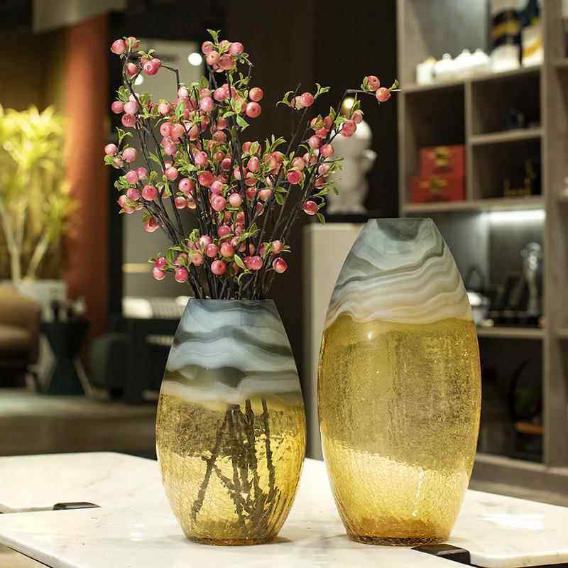 美式轻奢样板房间茶几花瓶插花器软装饰品售楼处家居玄关柜摆件