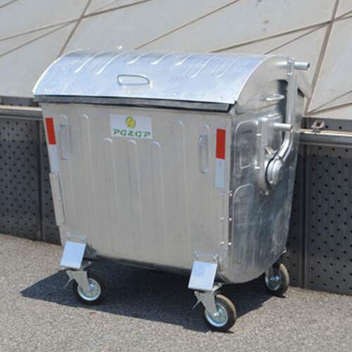 垃圾车户外垃圾手推车大型热镀锌垃圾箱1100L垃圾手推清洁车