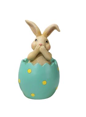欧式家居树脂彩色复活节Easter兔子坐蛋壳不听不看不说桌面摆件