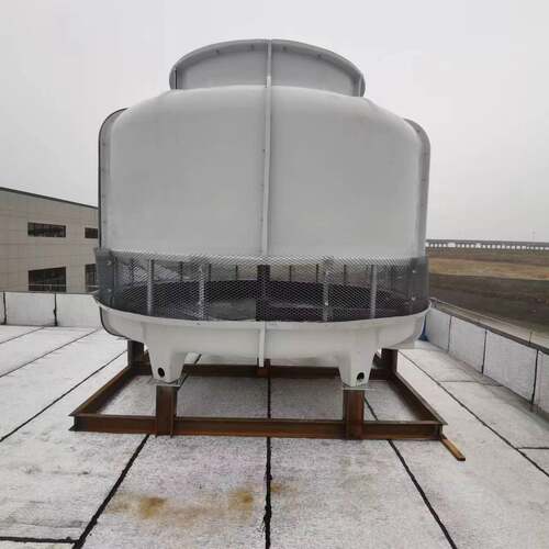 冷水机配套200T圆形逆流玻璃钢冷却水塔户外防水电机铝合金风机