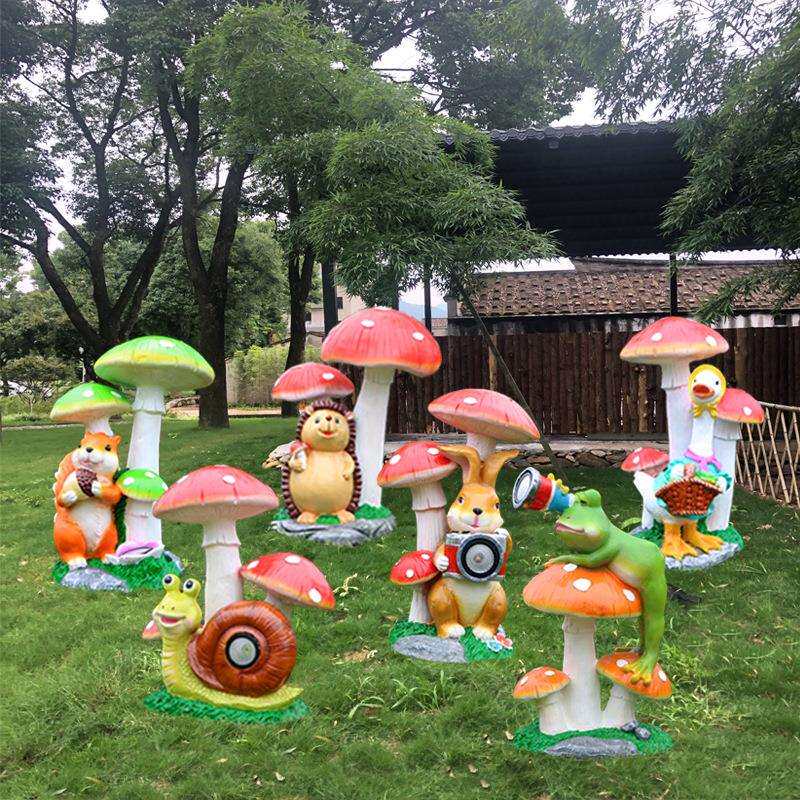 卡通动物花园节能灯摆件太阳能灯装饰品户外玻璃钢雕塑公园照明灯