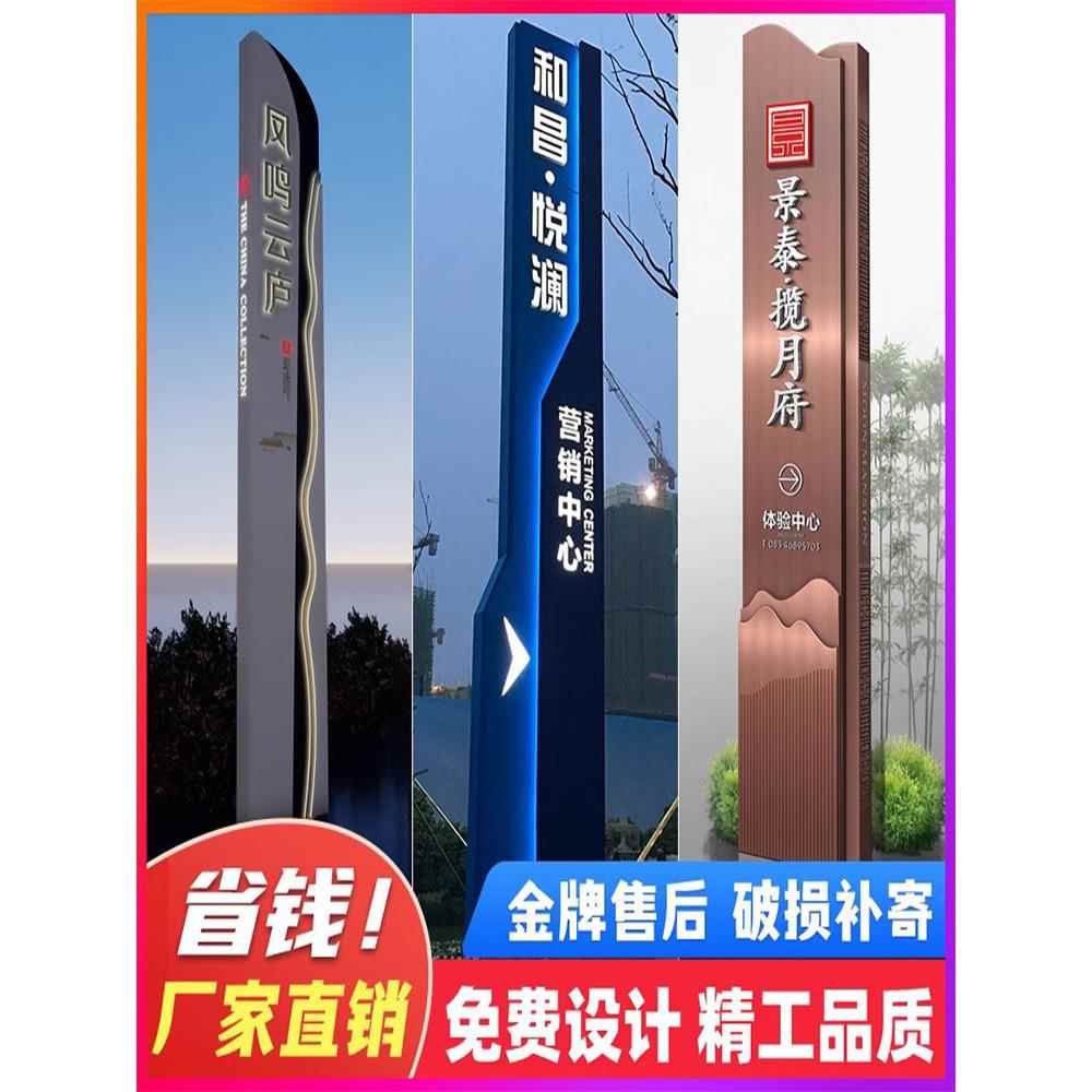 不锈钢商场立柱导向牌大型精神堡垒指示牌小区立牌停车场牌导向牌