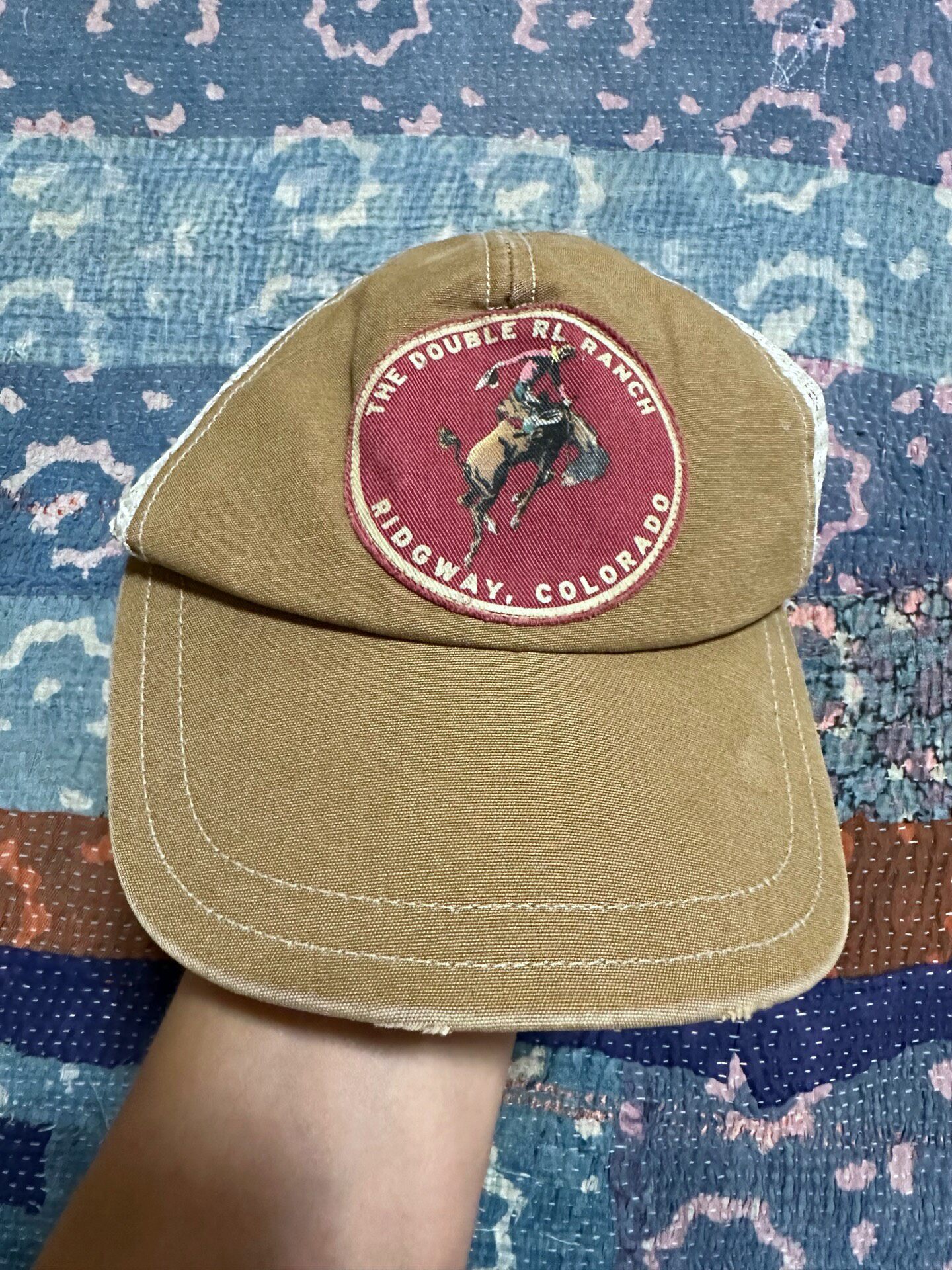 RRL Brown Trucker Hat with Red Patch