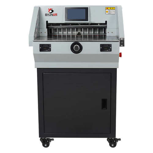 宝预MQ-490触摸屏电动切纸机a3全自动小型智能程控裁纸机标书切割