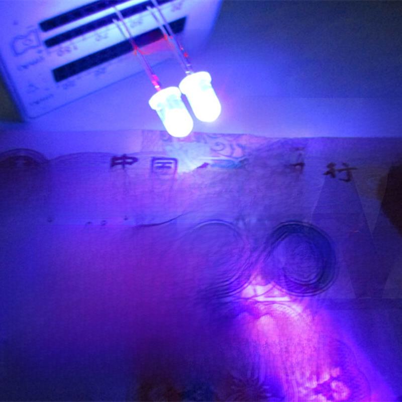 F5Mm圆头Uv Led灯珠365/375/385/395/420Nm发光二极管紫色灯珠