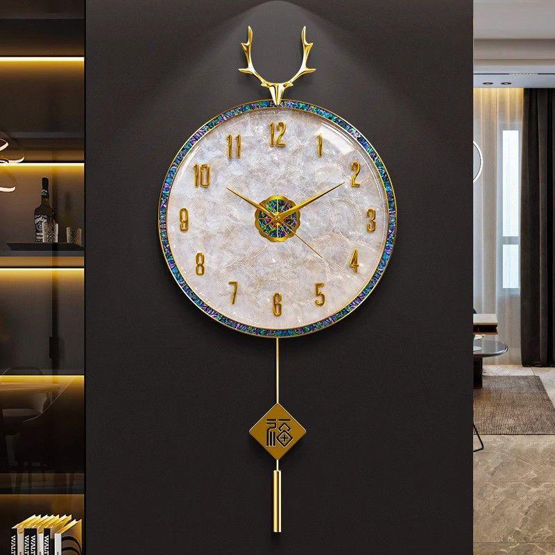 奢轻现代客厅挂钟贝壳表质保欧十年进口静音OMT机芯钟式风钟表