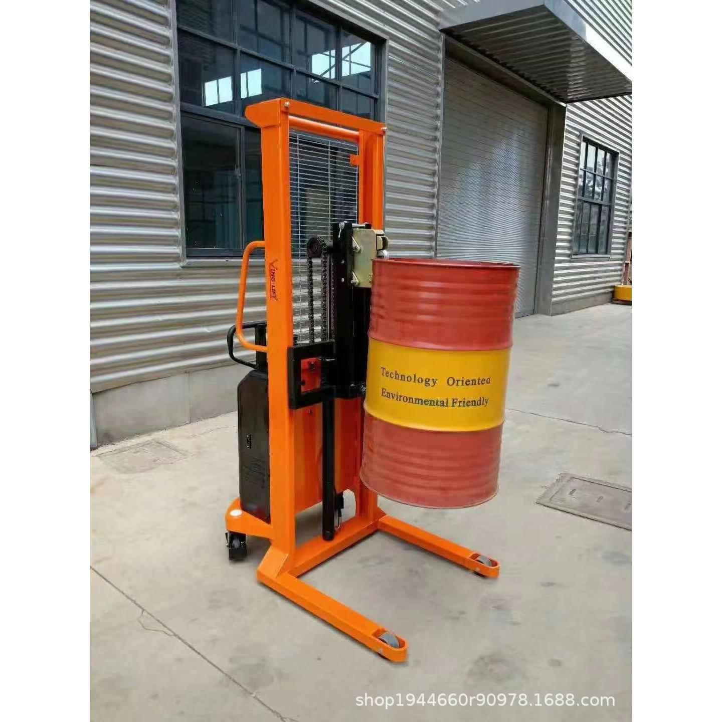 佛山电动油桶升高倒料车铁桶塑料桶搬运车圆桶称重液压装卸车