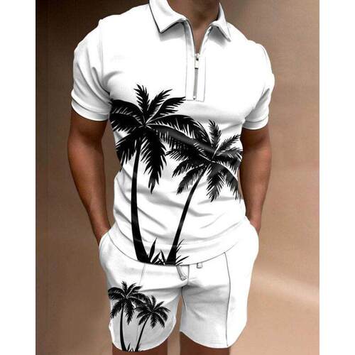 POLO Shirt Shorts Set Summer Fashion Casual Men's Sports Set