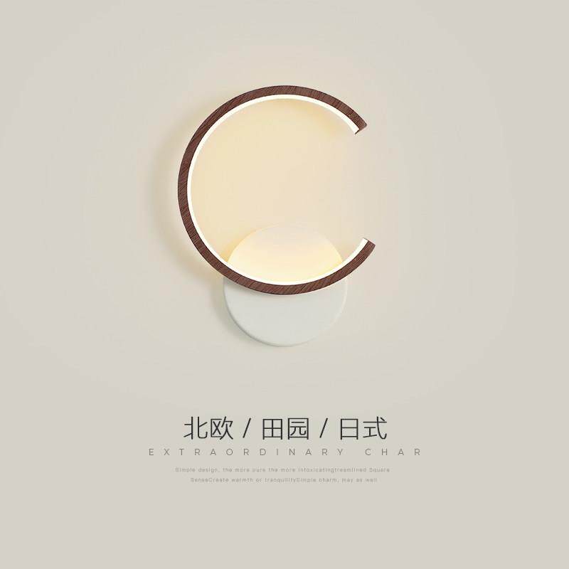 卧室床头壁灯木纹电视背景墙灯北欧简约网红过道楼梯客厅极简壁灯