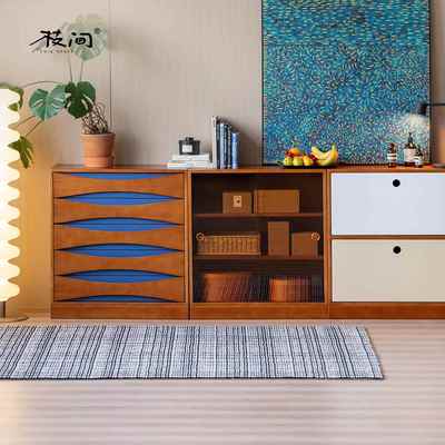 枝间斗柜模块化组合柜实木中古置物收纳矮柜书柜多功能柜子模块柜