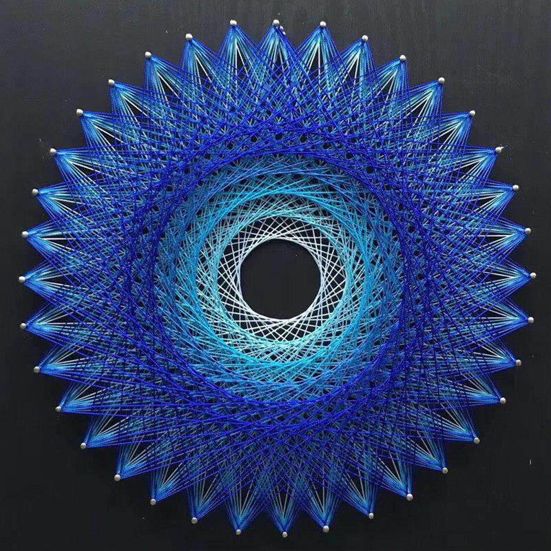 鸟巢钉子绕线画diy手工制作工艺礼品摆饰解压材料包几何弦丝画客