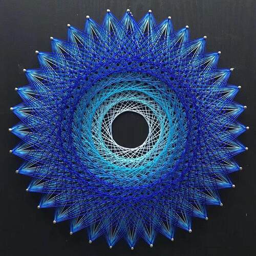 鸟巢钉子绕线画diy手工制作工艺礼品摆饰解压材料包几何弦丝画客