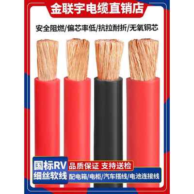 国家标准纯铜可通过测试Rv10 16 25 35 50 70 95 120方丝电池软线