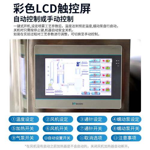 彩色LCD触控屏离心喷雾干燥机自动控制手动控制温度设定