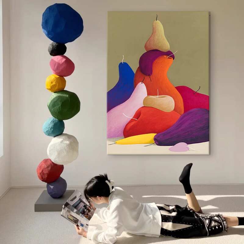 多巴胺客厅装饰画小众抽象水果艺术沙发背景墙壁画ins风卧室挂画图片