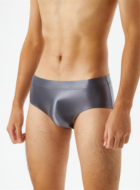 裆部无缝一片式油亮光泽丝滑高弹大码男女三角裤内裤透明跨境7056