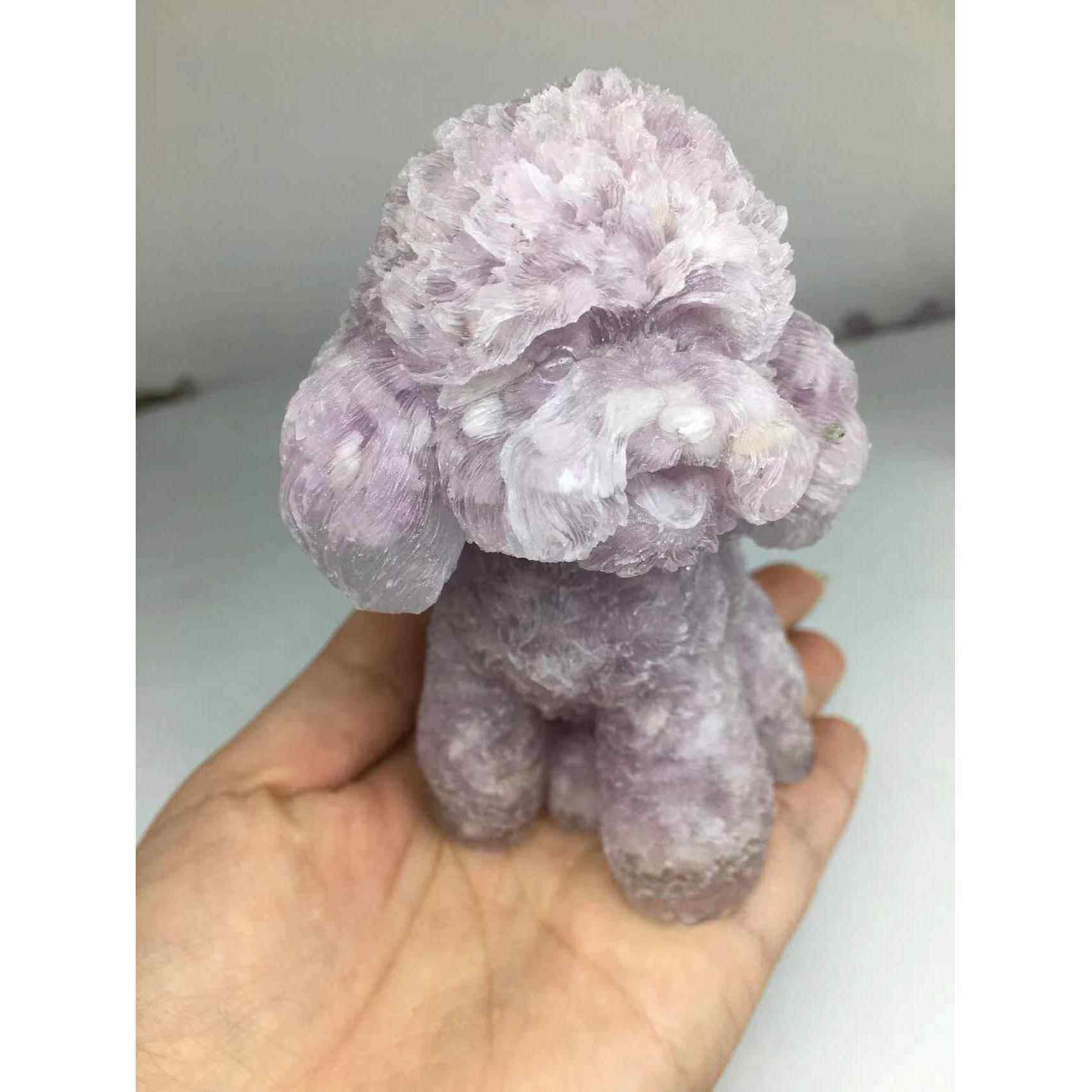 正品好记水晶滴胶石泰迪狗件摆紫碎水晶黄水超七蓝晶粉水晶10晶cm