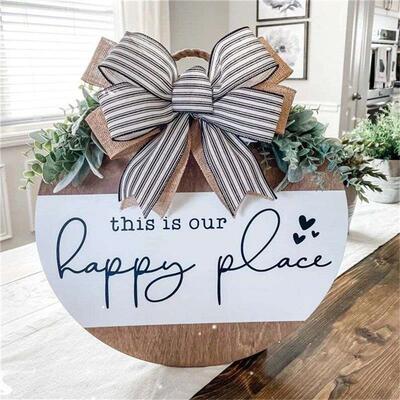 Welcome Hanging Home Decor Wreath Front Door Happy Place Hol