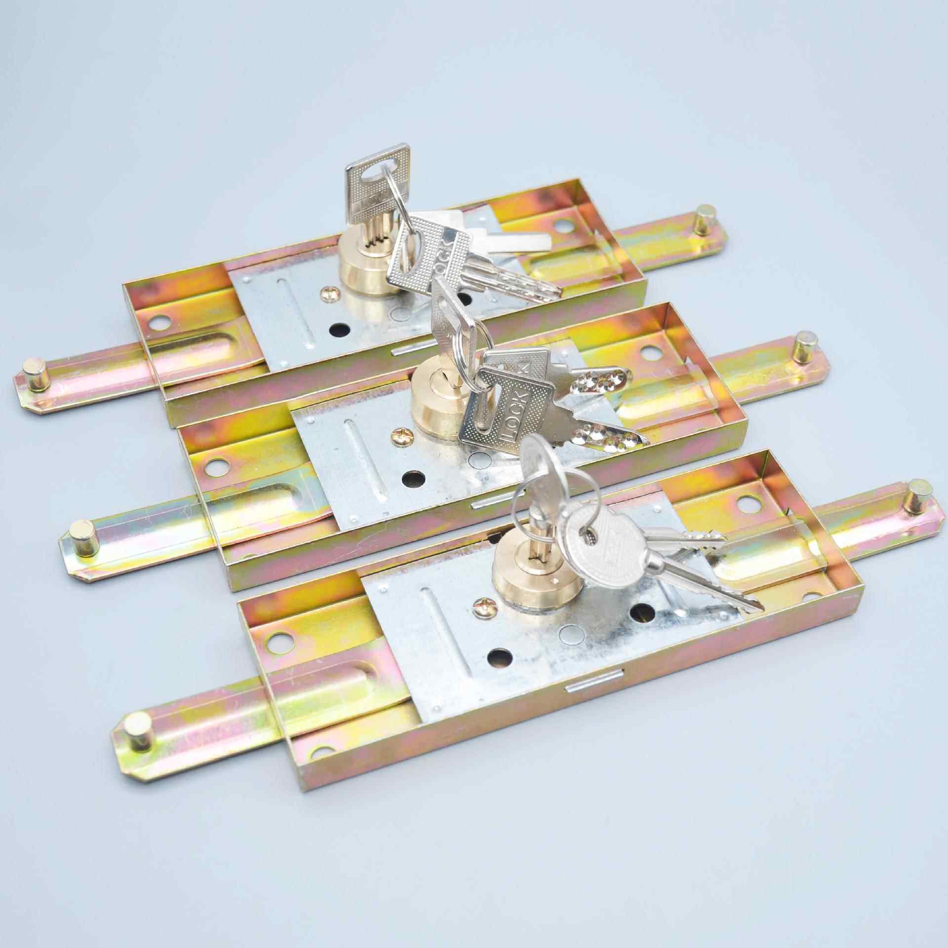 新款直销卷帘门锁防盗中开薄型十一字月牙叶片拉闸锁厂房车库商铺