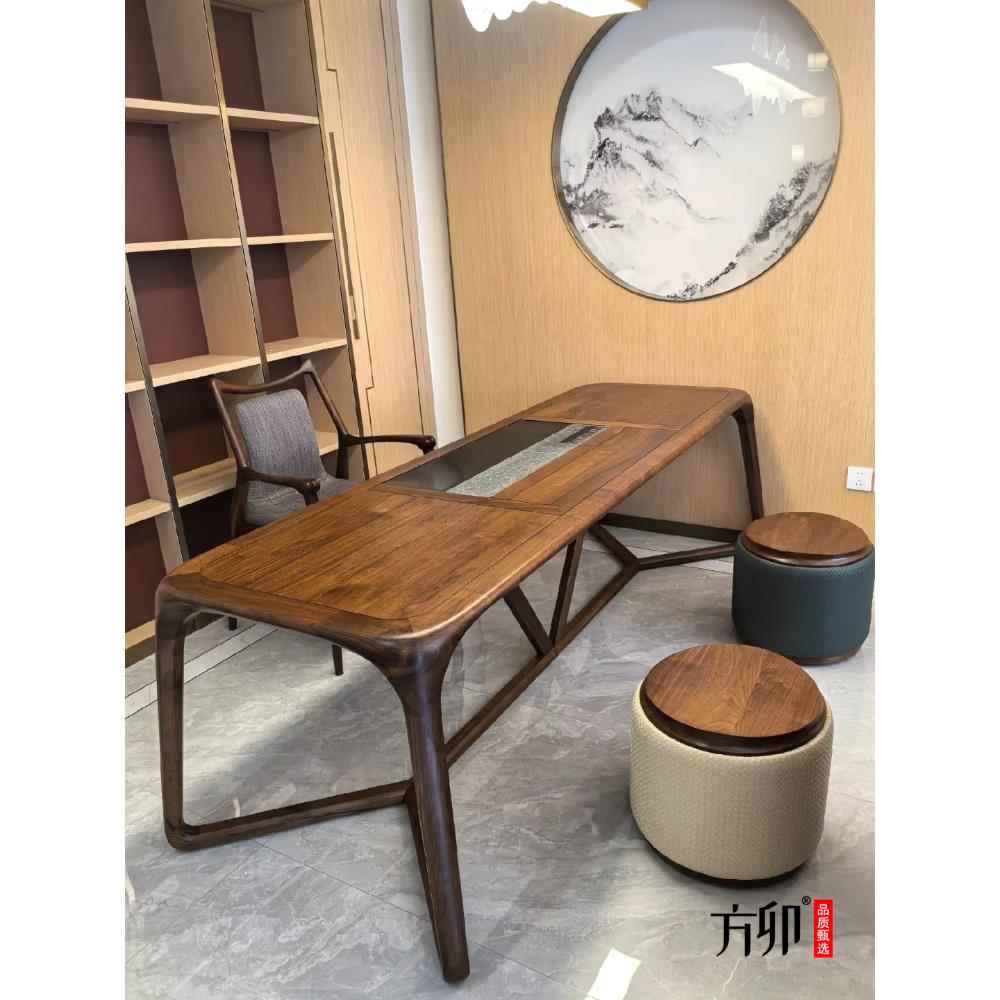 高档方卯新中茶组合黑胡式桃木椅泡茶桌家用客厅茶室接桌待禅意泡
