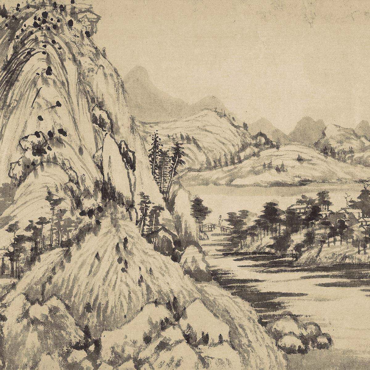 元ONB黄公望 富山居图春 名家代国画真迹覆制高清打印艺术微品喷