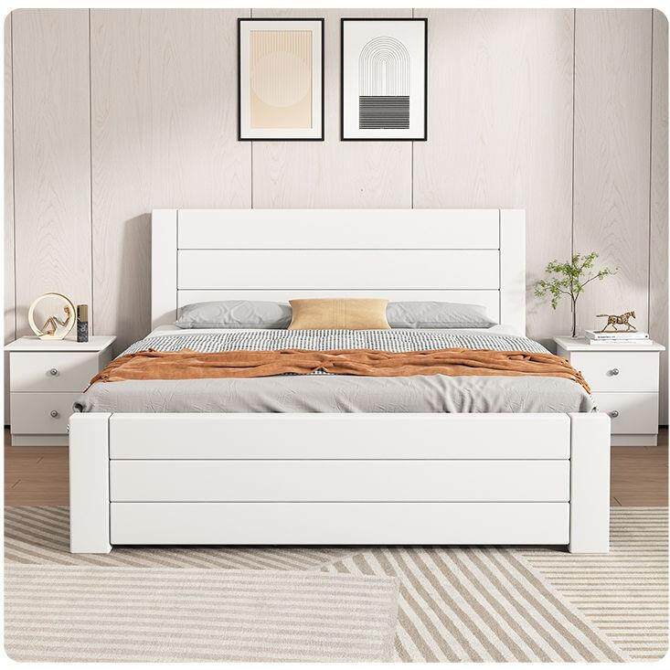 实木床现代简约中式2厚主卧房1.8HSC米大床1.5米经济型出租床加1.