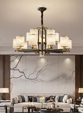 新中客厅吊中灯全铜云石式灯大气中风简约现代式LWJ餐厅卧国室灯