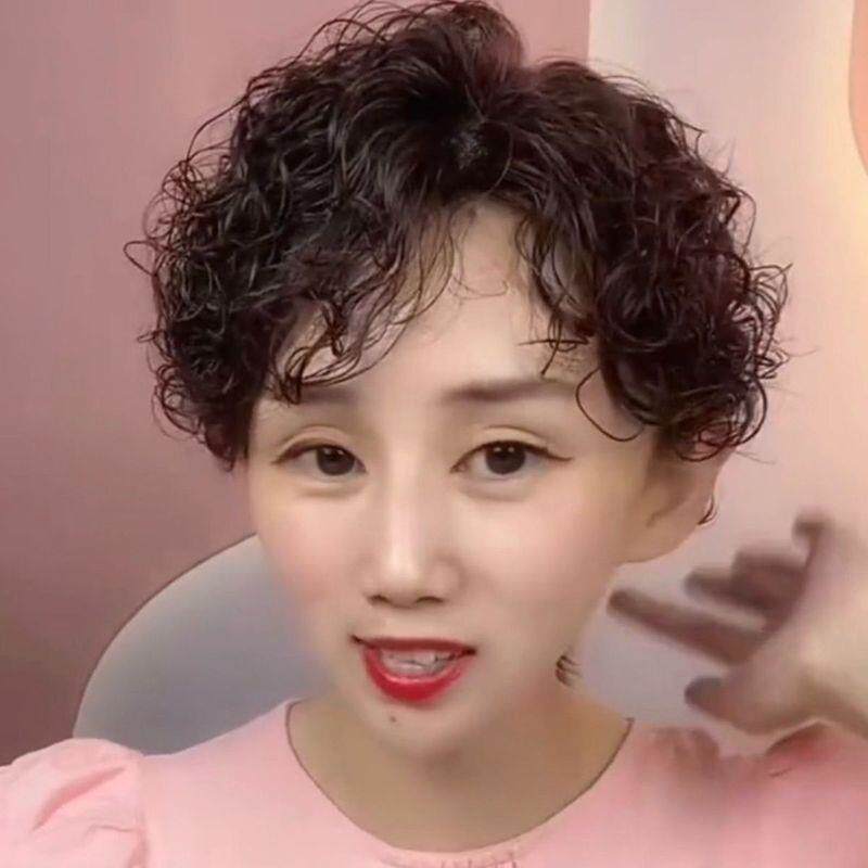 中老年女士头顶补发块蓬松长短卷发送妈妈遮白发真发补发片