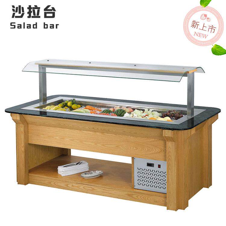 直销开放式双面大理石沙拉台商用自助餐台