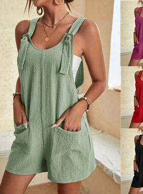 Women's suspender shorts jumpsuit suspender pants for