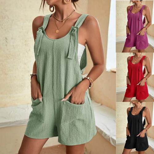 Women's suspender shorts jumpsuit suspender pants for