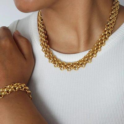 Buckle Stainless Steel Necklaces Bracelet For Women Men Pers