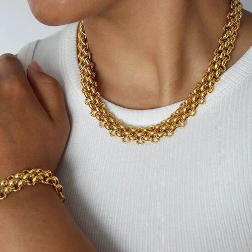 Buckle Stainless Steel Necklaces Bracelet For Women Men Pers