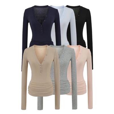 Half open collar base shirt for women, skin friendly