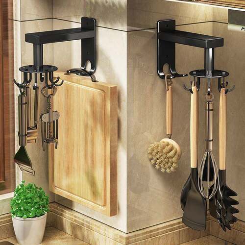Kitchen Organizer Rotatable hook Up Storage rack Accessories