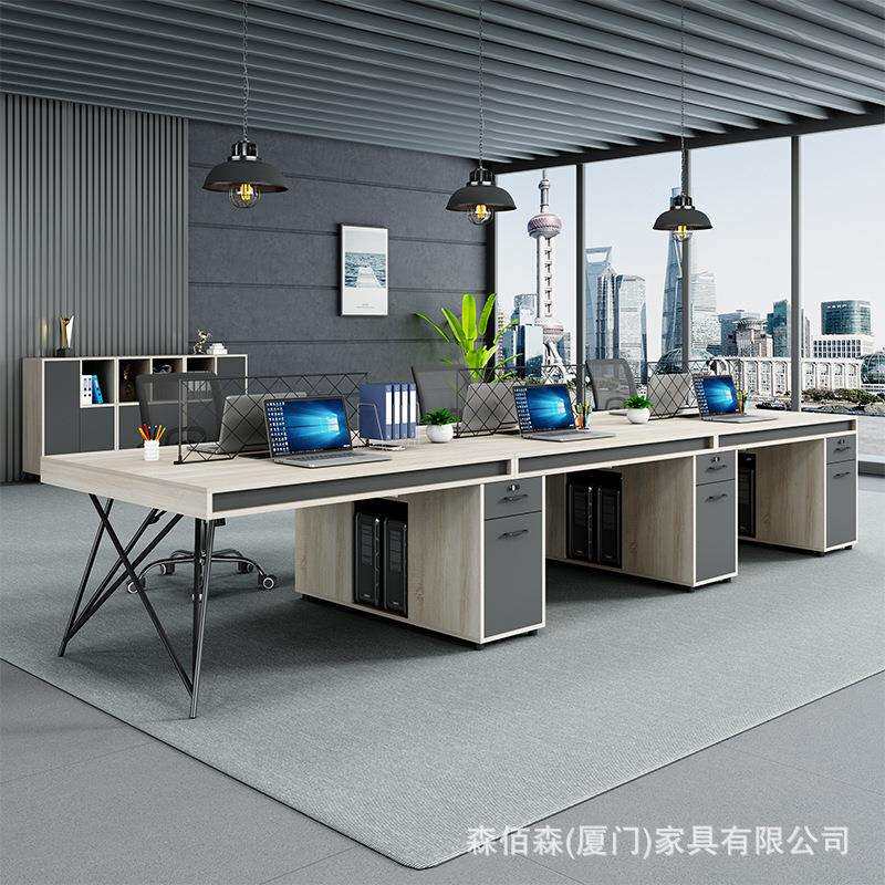 职员办公桌椅组合员工位六双四人屏风财务卡座46厦门泉州家具