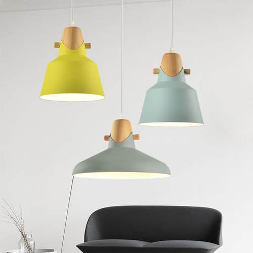 现代简约创意个性实木铝材餐厅吊灯吧台客厅办公室奶茶单头吊灯具