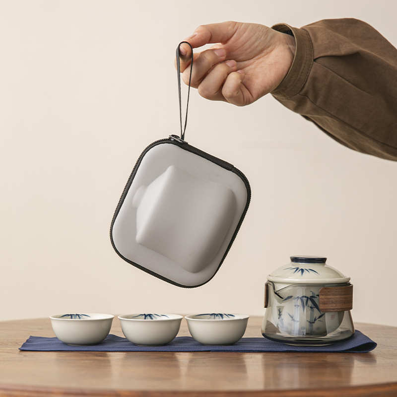 印便携式旅行快泡茶茶具客壶杯三杯户外礼品一壶陶瓷logo套装露营