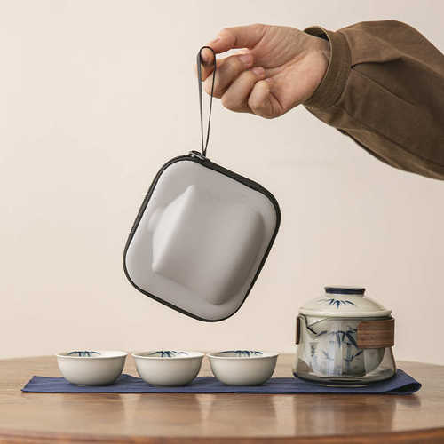 印便携式旅行快泡茶茶具客壶杯三杯户外礼品一壶陶瓷logo套装露营